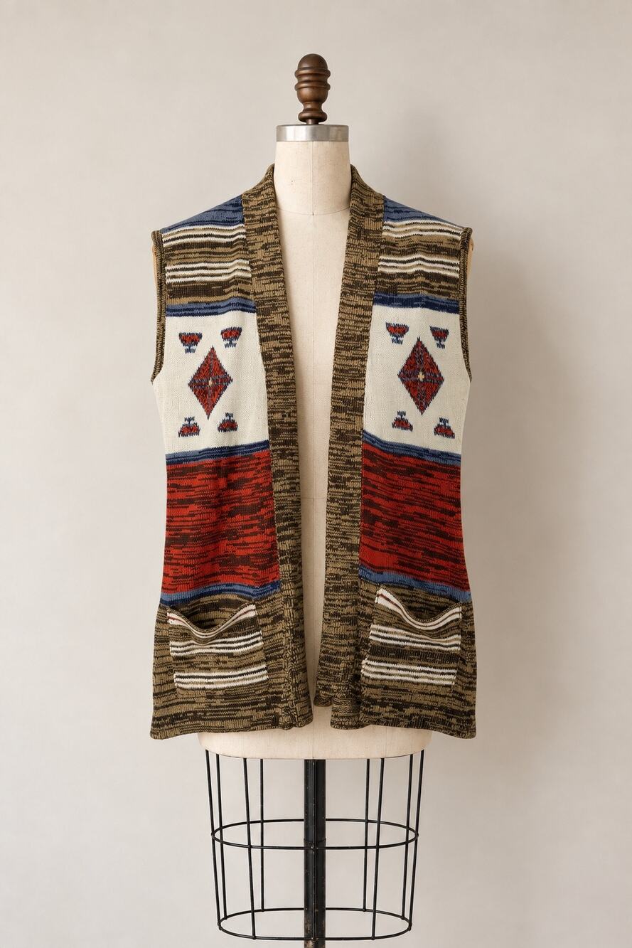 Vintage 1970s Geometric Knit Sweater Vest